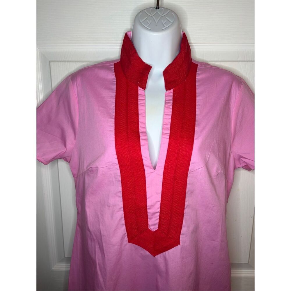 Sail to Sable Pink Short Sleeve Classic Maxi Two Tone Tunic Dress Cotton M NWT - Picture 3 of 9